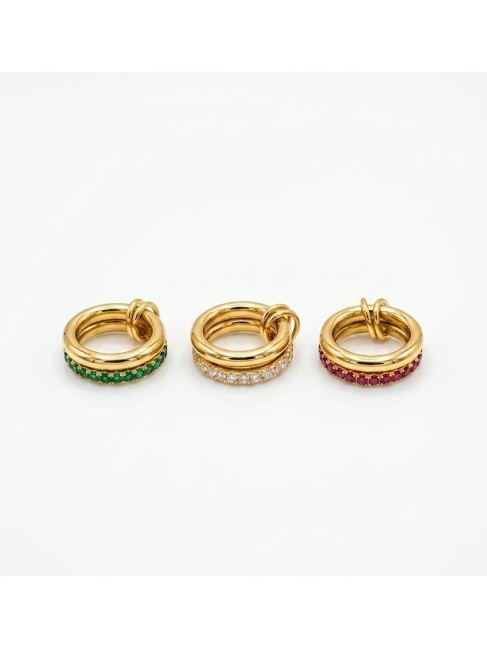 18KGP Waterproof Double Stacked Ring with Removable Jump Rings 2-in-1